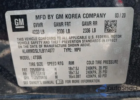 2020 Buick Encore Gx Fwd Select из США, поврежденный, VIN KL4MMDSL1LB114077